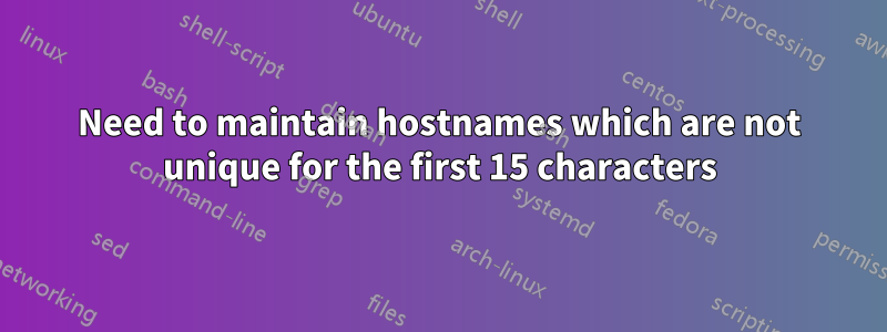 Need to maintain hostnames which are not unique for the first 15 characters