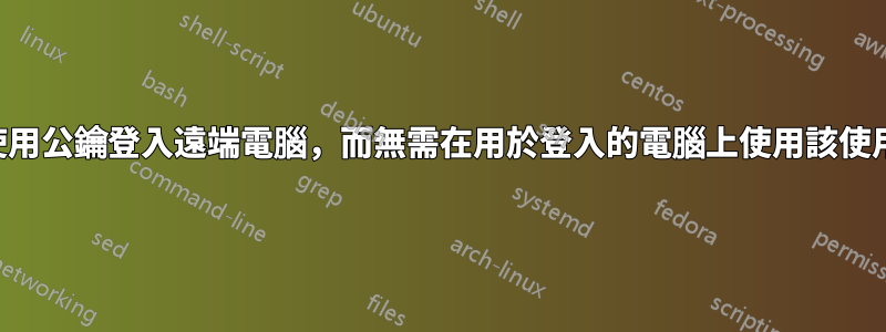 如何使用公鑰登入遠端電腦，而無需在用於登入的電腦上使用該使用者？