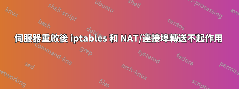 伺服器重啟後 iptables 和 NAT/連接埠轉送不起作用