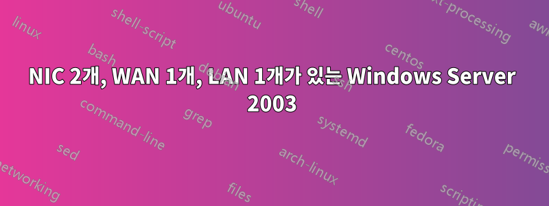 NIC 2개, WAN 1개, LAN 1개가 있는 Windows Server 2003