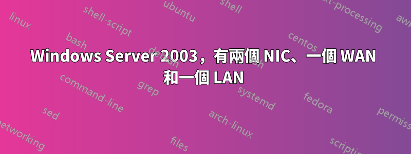 Windows Server 2003，有兩個 NIC、一個 WAN 和一個 LAN