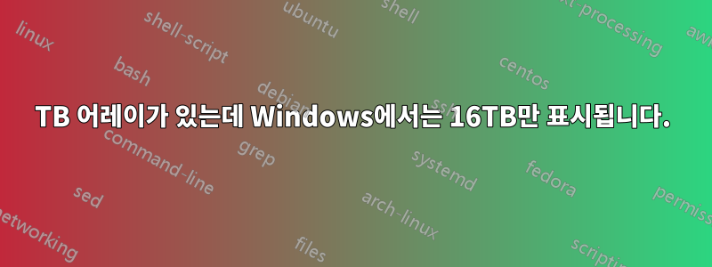 21TB 어레이가 있는데 Windows에서는 16TB만 표시됩니다.