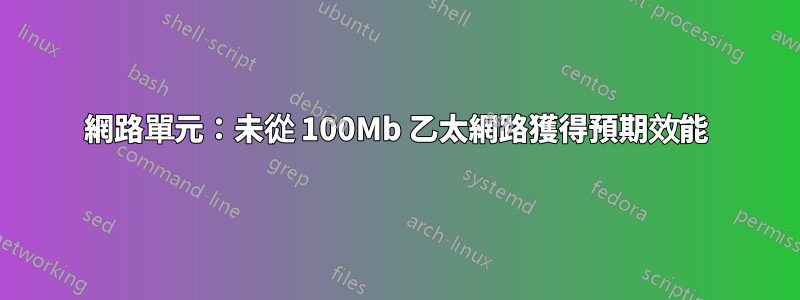 網路單元：未從 100Mb 乙太網路獲得預期效能