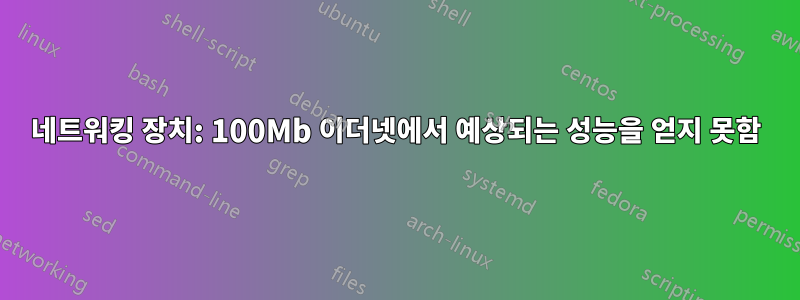 네트워킹 장치: 100Mb 이더넷에서 예상되는 성능을 얻지 못함