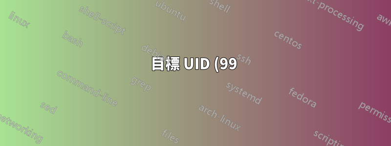 目標 UID (99) 與檔案的 UID (XX) 不匹配