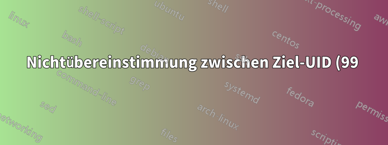 Nichtübereinstimmung zwischen Ziel-UID (99) und UID (XX) der Datei