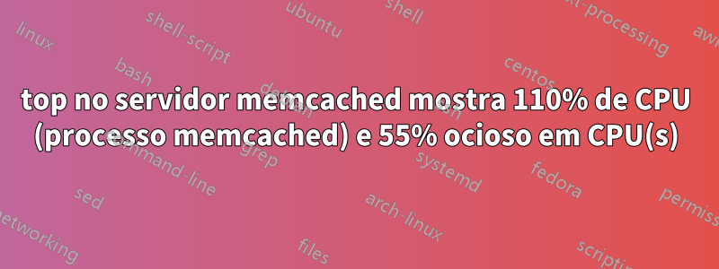 top no servidor memcached mostra 110% de CPU (processo memcached) e 55% ocioso em CPU(s)