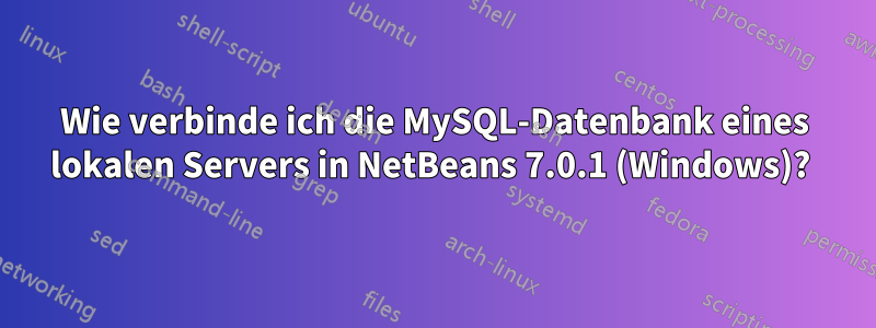 Wie verbinde ich die MySQL-Datenbank eines lokalen Servers in NetBeans 7.0.1 (Windows)? 