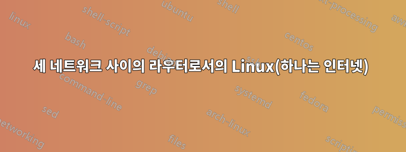 세 네트워크 사이의 라우터로서의 Linux(하나는 인터넷)