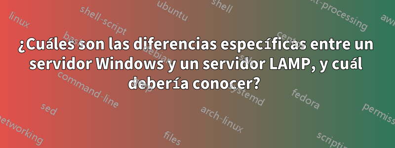 ¿Cuáles son las diferencias específicas entre un servidor Windows y un servidor LAMP, y cuál debería conocer? 