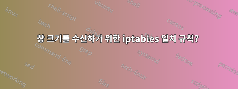 창 크기를 수신하기 위한 iptables 일치 규칙?