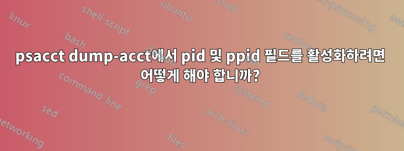 psacct dump-acct에서 pid 및 ppid 필드를 활성화하려면 어떻게 해야 합니까?