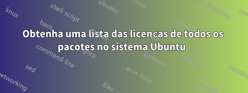 Obtenha uma lista das licenças de todos os pacotes no sistema Ubuntu 