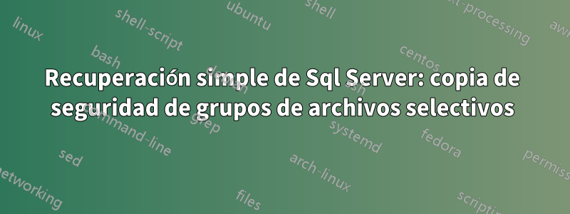 Recuperación simple de Sql Server: copia de seguridad de grupos de archivos selectivos