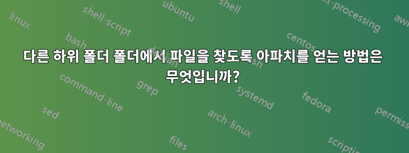 다른 하위 폴더 폴더에서 파일을 찾도록 아파치를 얻는 방법은 무엇입니까?