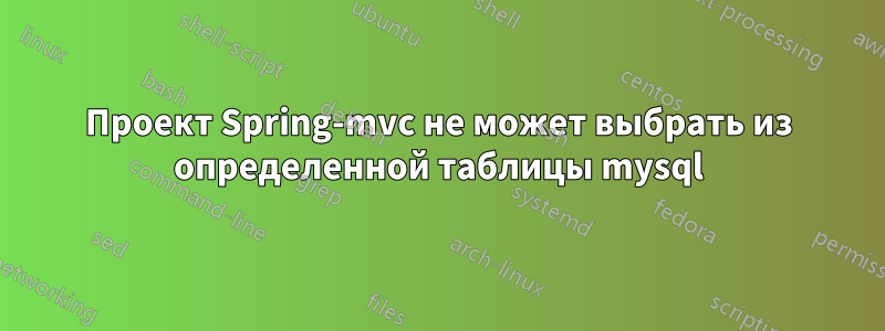 Проект Spring-mvc не может выбрать из определенной таблицы mysql