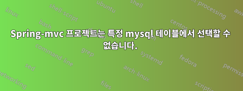 Spring-mvc 프로젝트는 특정 mysql 테이블에서 선택할 수 없습니다.