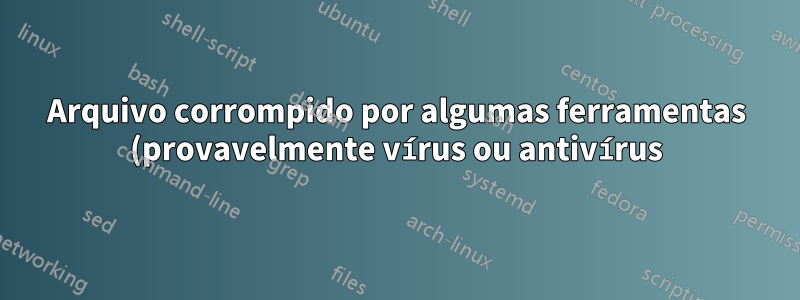 Arquivo corrompido por algumas ferramentas (provavelmente vírus ou antivírus) – o padrão indica alguma corrupção conhecida?