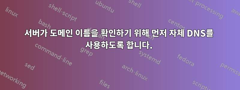 서버가 도메인 이름을 확인하기 위해 먼저 자체 DNS를 사용하도록 합니다.