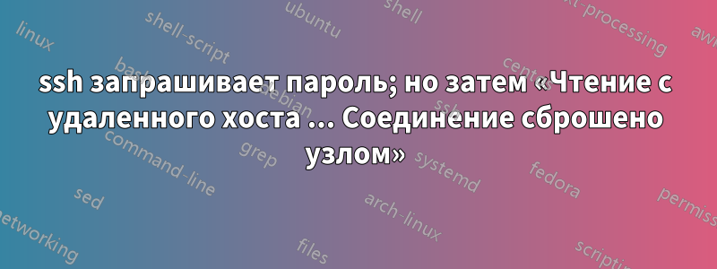 ssh запрашивает пароль; но затем «Чтение с удаленного хоста ... Соединение сброшено узлом»