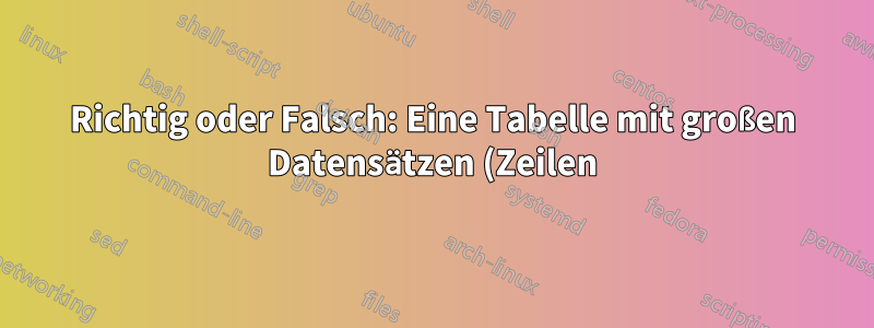 Richtig oder Falsch: Eine Tabelle mit großen Datensätzen (Zeilen) und vielen Feldern (Spalten) braucht länger, um eine SQL-Abfrage zurückzugeben?
