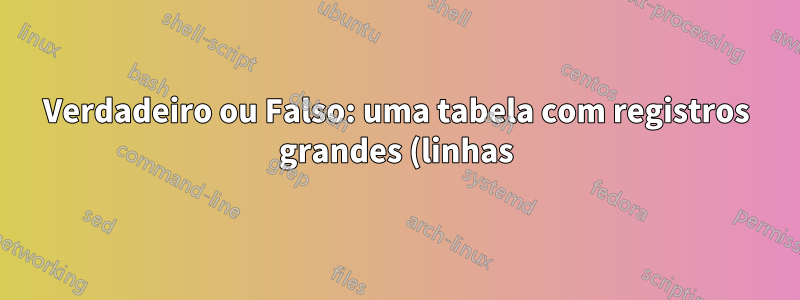 Verdadeiro ou Falso: uma tabela com registros grandes (linhas) e muitos campos (colunas) demorará mais para retornar uma consulta SQL?