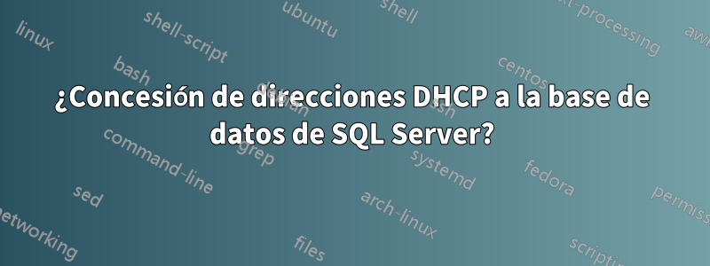 ¿Concesión de direcciones DHCP a la base de datos de SQL Server?