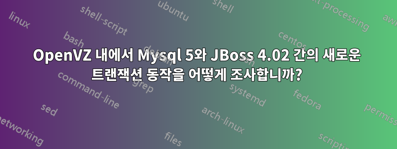 OpenVZ 내에서 Mysql 5와 JBoss 4.02 간의 새로운 트랜잭션 동작을 어떻게 조사합니까?
