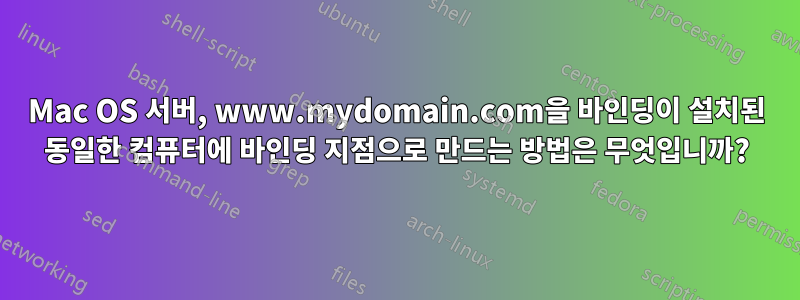 Mac OS 서버, www.mydomain.com을 바인딩이 설치된 동일한 컴퓨터에 바인딩 지점으로 만드는 방법은 무엇입니까?