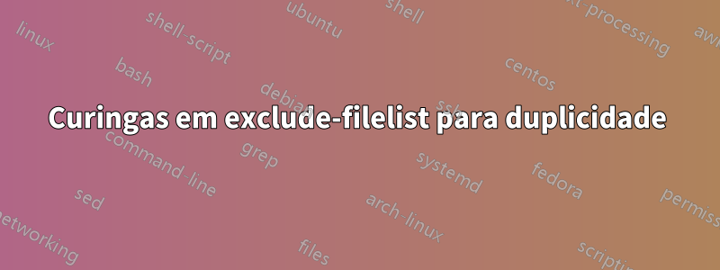 Curingas em exclude-filelist para duplicidade