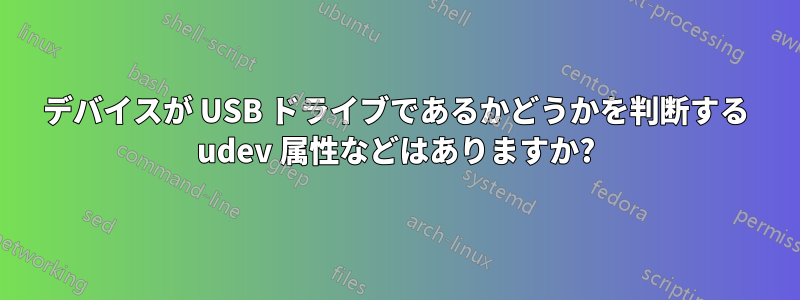 デバイスが USB ドライブであるかどうかを判断する udev 属性などはありますか?
