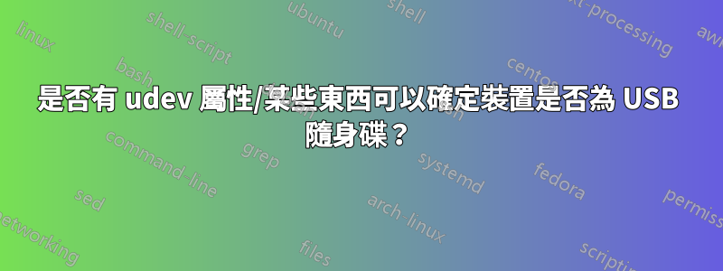 是否有 udev 屬性/某些東西可以確定裝置是否為 USB 隨身碟？