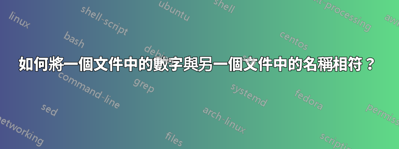 如何將一個文件中的數字與另一個文件中的名稱相符？