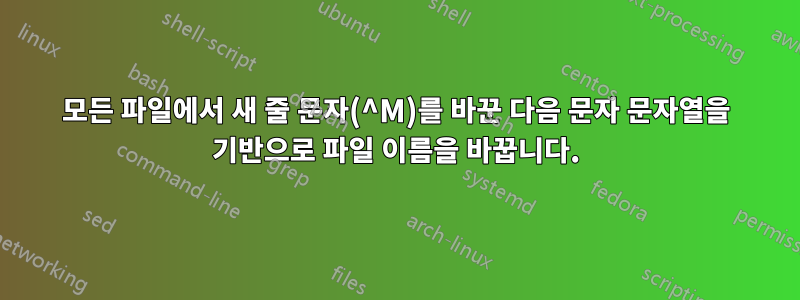 모든 파일에서 새 줄 문자(^M)를 바꾼 다음 문자 문자열을 기반으로 파일 이름을 바꿉니다.