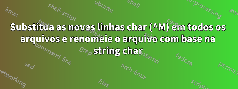 Substitua as novas linhas char (^M) em todos os arquivos e renomeie o arquivo com base na string char