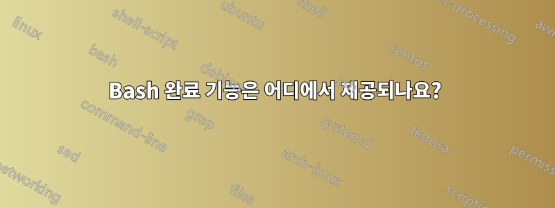 Bash 완료 기능은 어디에서 제공되나요?