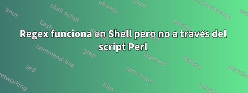 Regex funciona en Shell pero no a través del script Perl