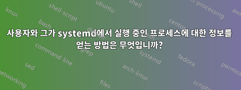 사용자와 그가 systemd에서 실행 중인 프로세스에 대한 정보를 얻는 방법은 무엇입니까?