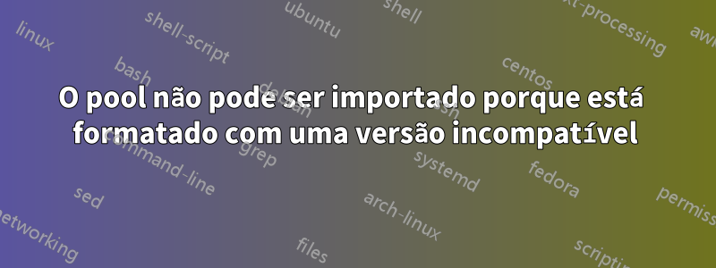 O pool não pode ser importado porque está formatado com uma versão incompatível