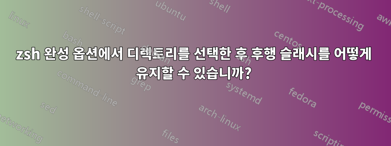 zsh 완성 옵션에서 디렉토리를 선택한 후 후행 슬래시를 어떻게 유지할 수 있습니까?