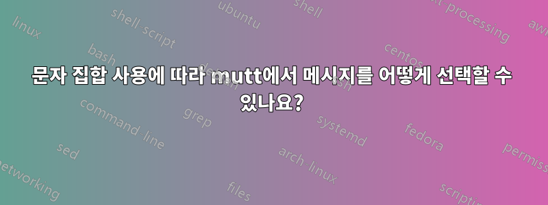 문자 집합 사용에 따라 mutt에서 메시지를 어떻게 선택할 수 있나요?