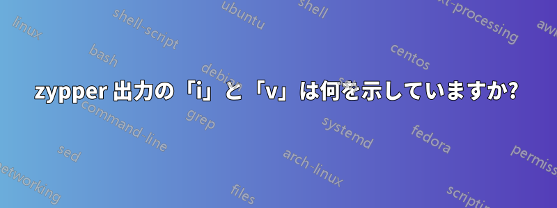 zypper 出力の「i」と「v」は何を示していますか?