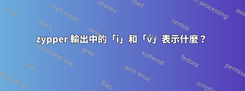 zypper 輸出中的「i」和「v」表示什麼？