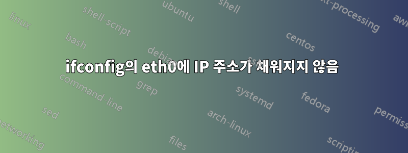 ifconfig의 eth0에 IP 주소가 채워지지 않음