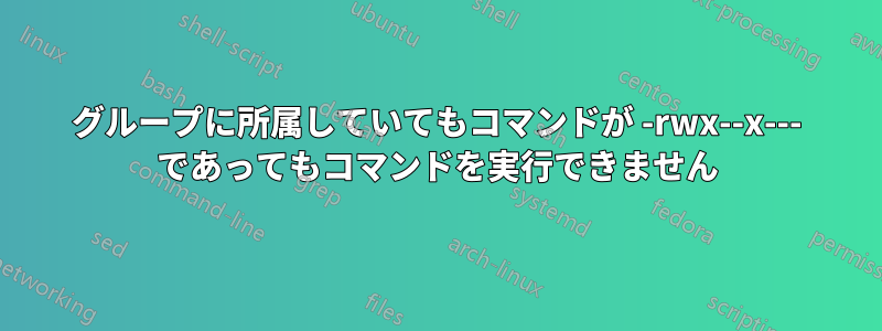 グループに所属していてもコマンドが -rwx--x--- であってもコマンドを実行できません