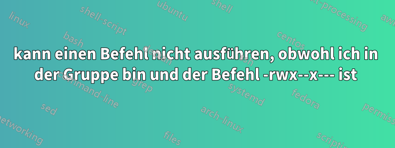 kann einen Befehl nicht ausführen, obwohl ich in der Gruppe bin und der Befehl -rwx--x--- ist