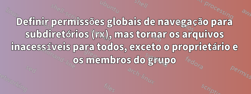 Definir permissões globais de navegação para subdiretórios (rx), mas tornar os arquivos inacessíveis para todos, exceto o proprietário e os membros do grupo