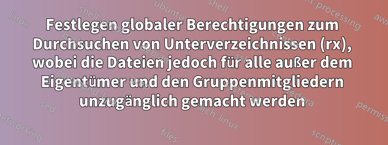 Festlegen globaler Berechtigungen zum Durchsuchen von Unterverzeichnissen (rx), wobei die Dateien jedoch für alle außer dem Eigentümer und den Gruppenmitgliedern unzugänglich gemacht werden