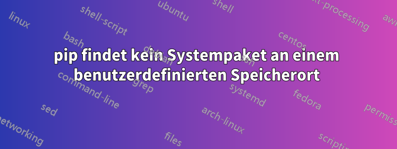 pip findet kein Systempaket an einem benutzerdefinierten Speicherort