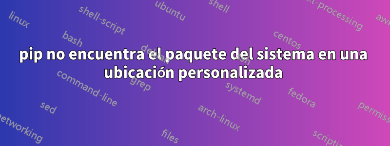 pip no encuentra el paquete del sistema en una ubicación personalizada